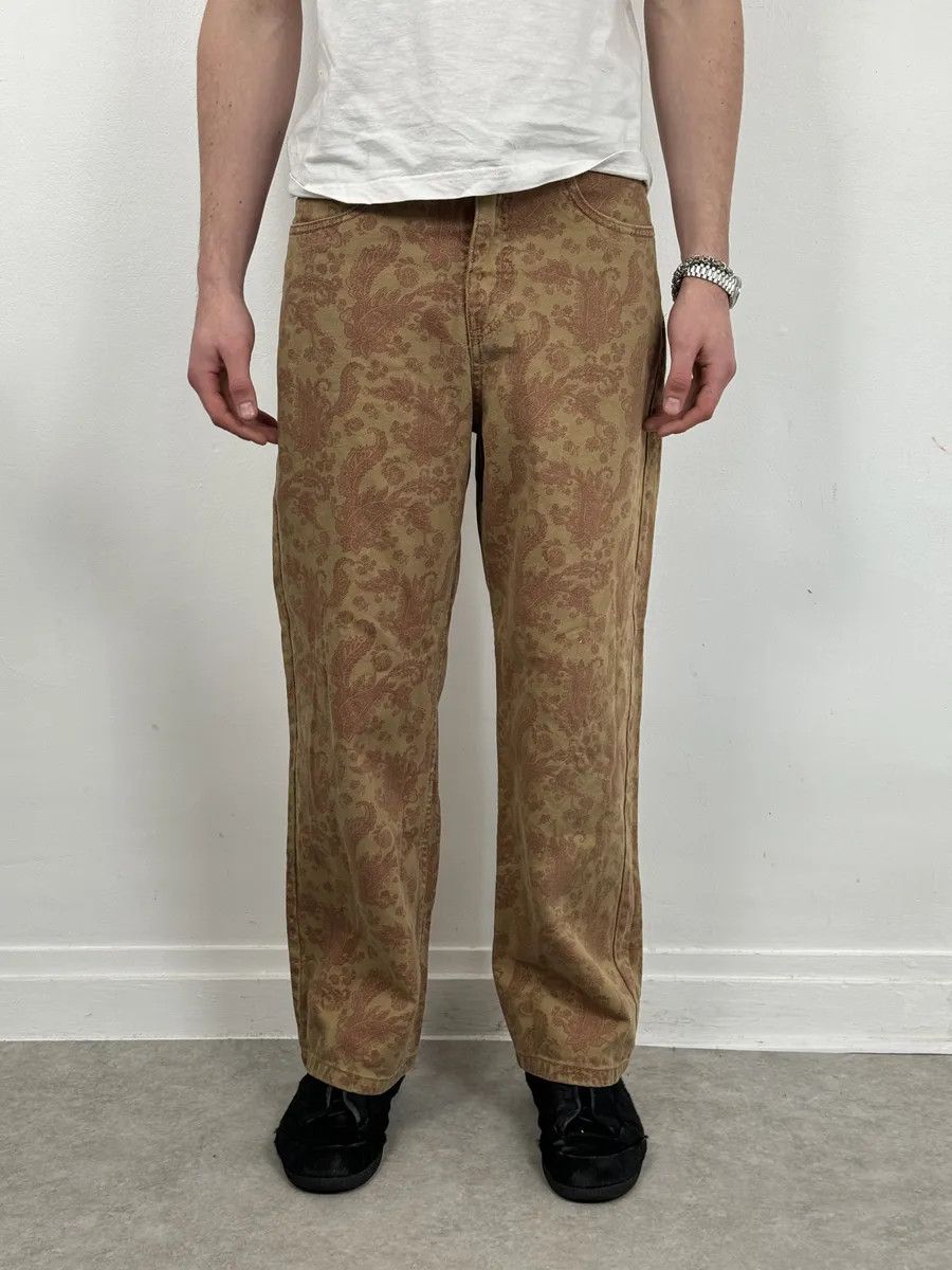 Dries Van Noten Dries Van Noten Beige Red Abstract Floral Pants Size US 30 / EU 46 - 3 Thumbnail