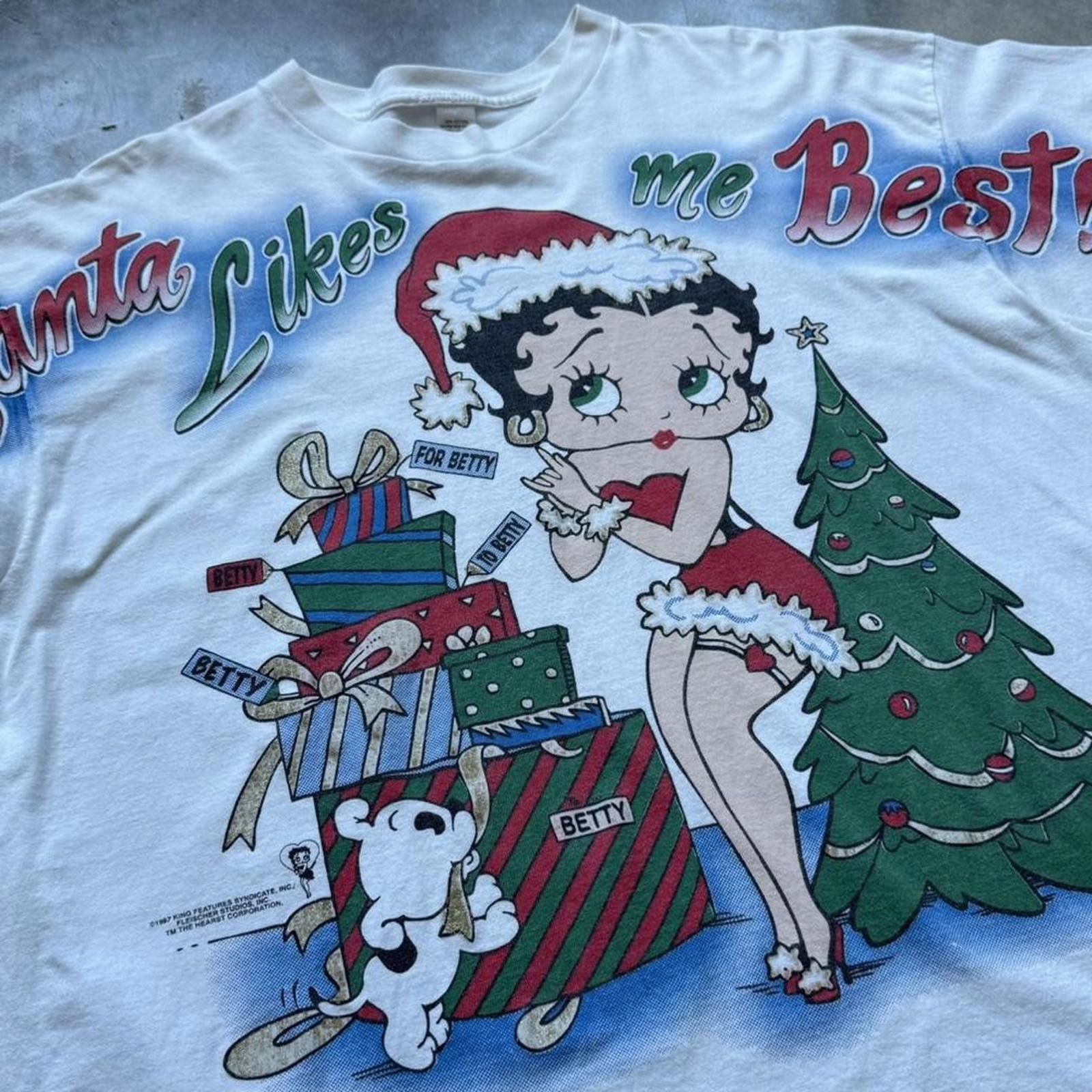 Other Betty Boop Xmas “Santa Likes Me Best!” Vintage 1997 T-shirt Size US XL / EU 56 / 4 - 3 Thumbnail