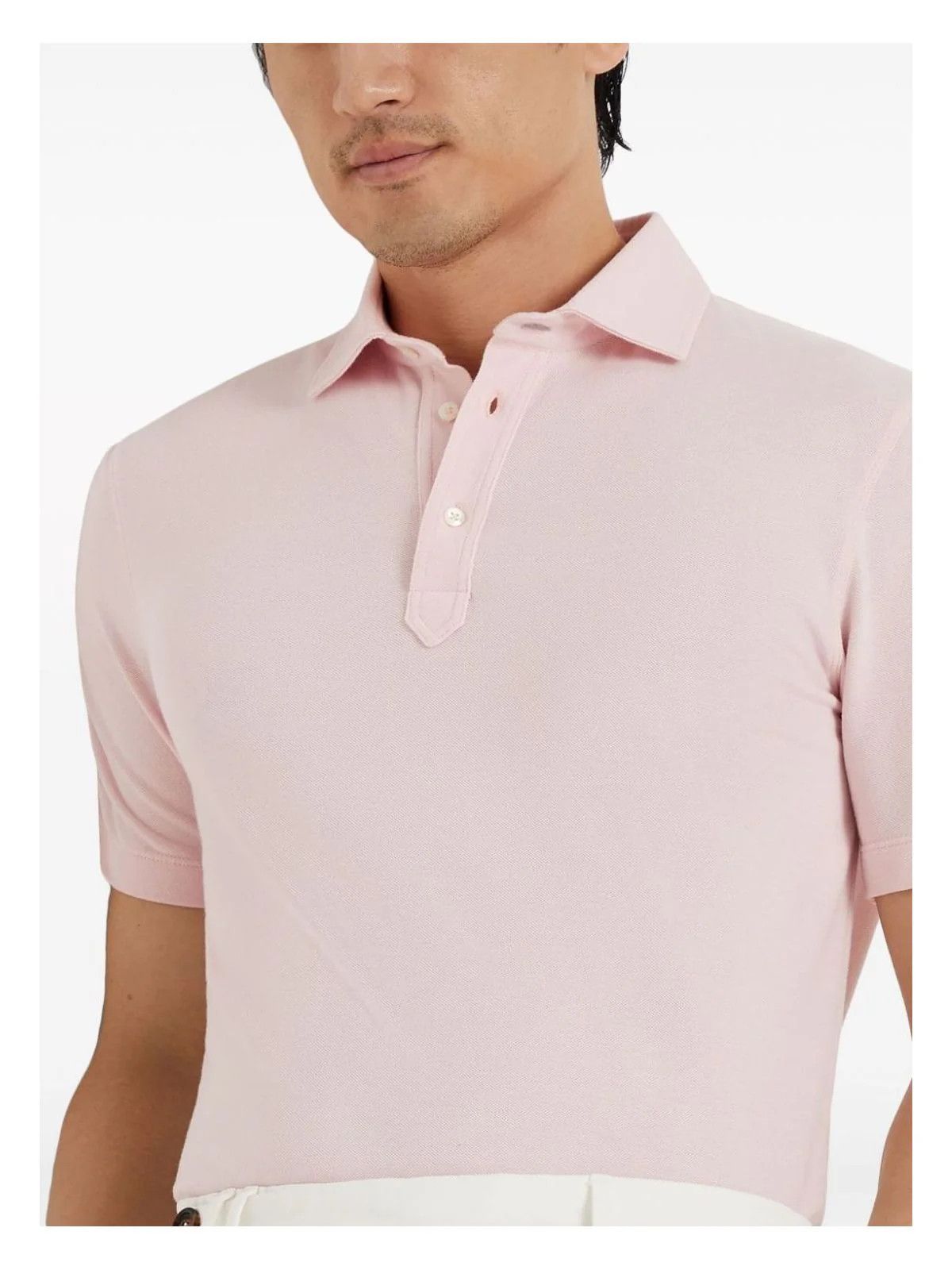 Brunello Cucinelli o1w1db10725 Polo Shirt With French Collar in Light Pink Size US XXL / EU 58 / 5 - 2 Thumbnail