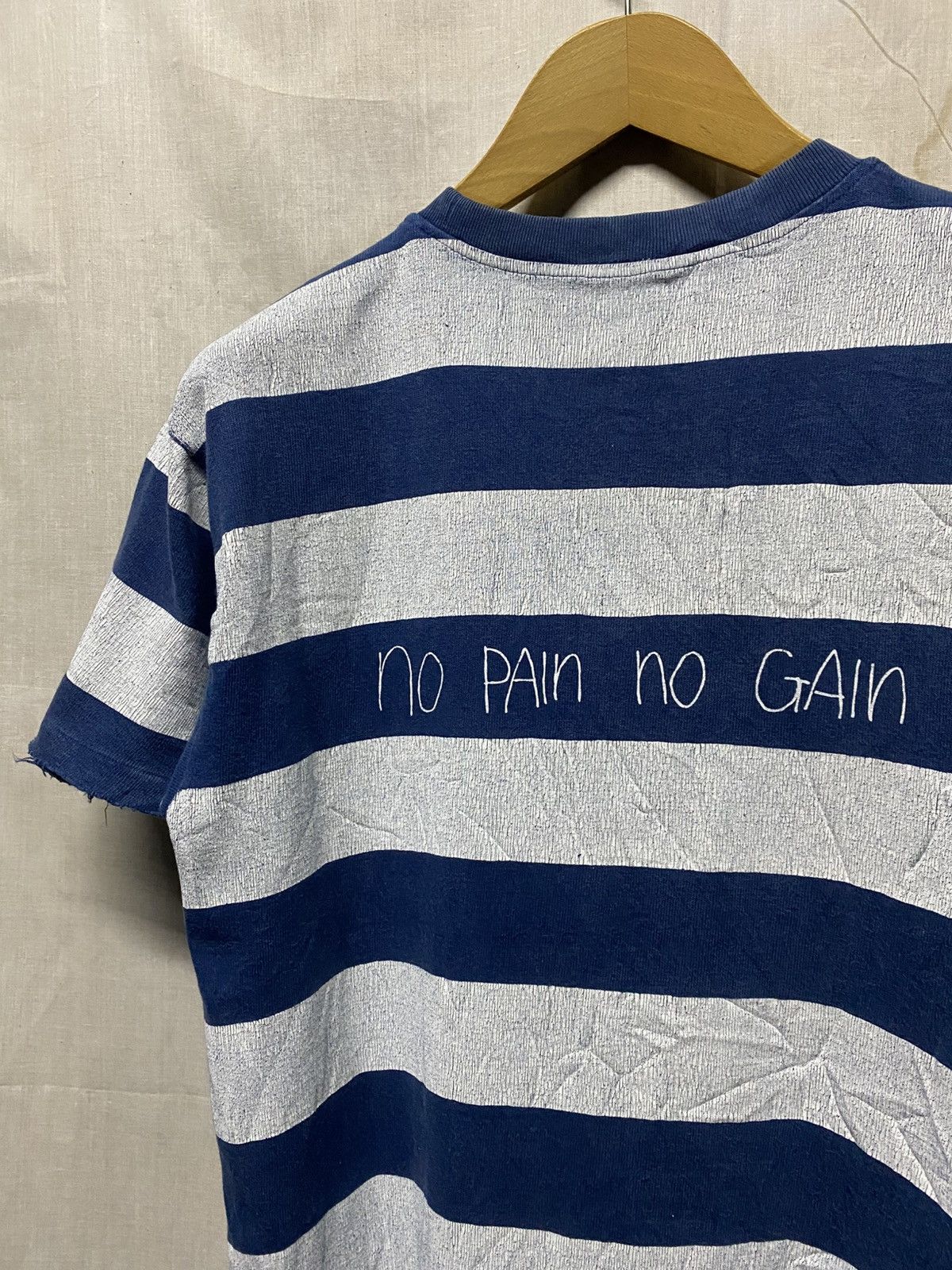 If Six Was Nine ❗️SALE❗️PPFM No Pain No Gain Distressed Stripe Tee Size US M / EU 48-50 / 2 - 4 Thumbnail