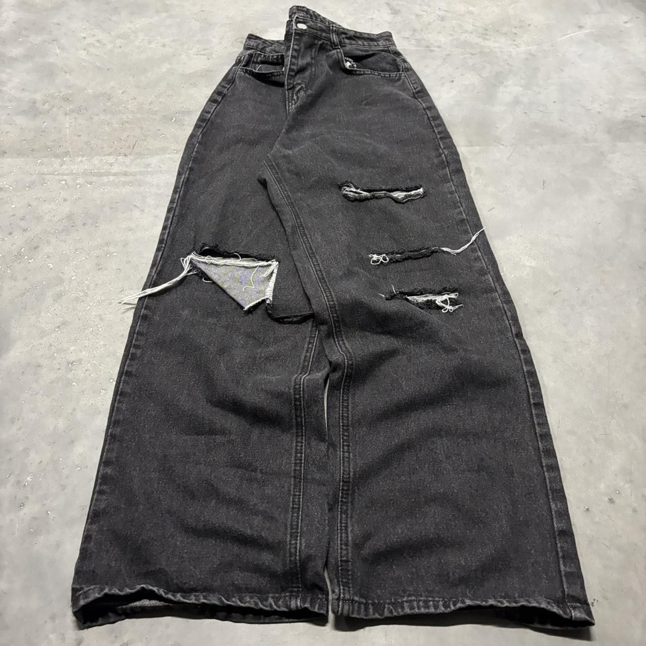 Japanese Brand × Vintage Crazy Vintage Y2K/2000s Grunge Black Distressed Streetwear Skater Denim Jeans! Size US 28 / EU 44 - 3 Thumbnail