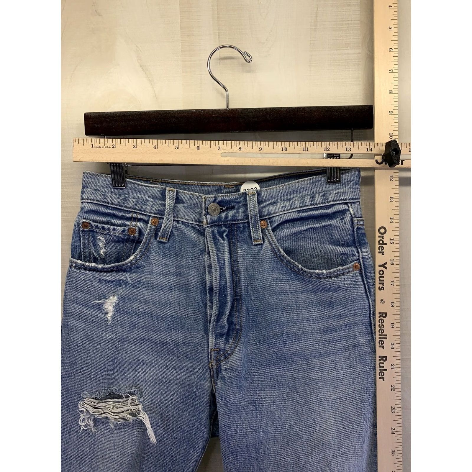 Levi's VINTAGE Levi’s 501 Womens Stone Wash Distressed Jeans 24x30-7303 Denim Jeans Blue Womens 24 in. Distressed Casual Jeans Size 42" / US 20 - 6 Thumbnail