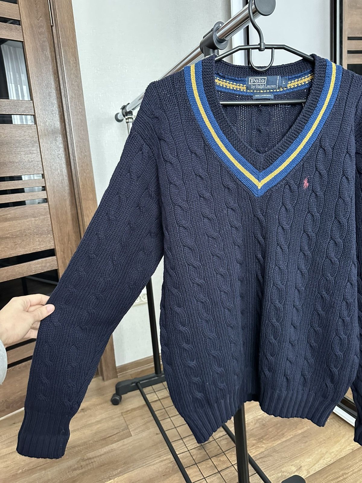 Polo Ralph Lauren Polo Ralph Lauren RL Vintage V-Neck Cable Wool Sweater 90s Size US L / EU 52-54 / 3 - 7 Thumbnail