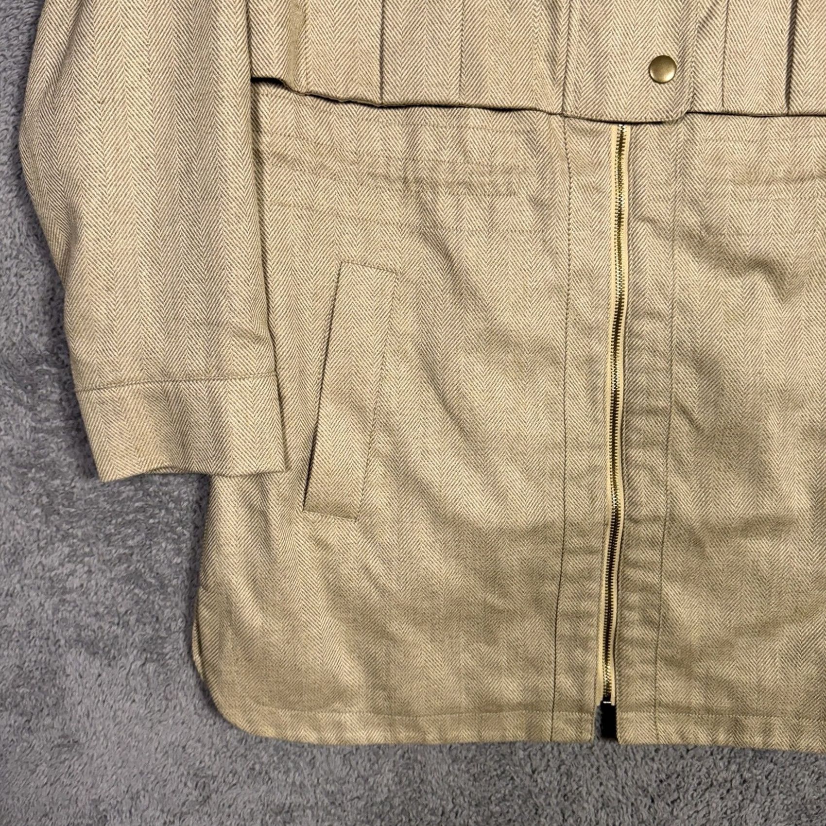 Banana Republic VINTAGE Banana Republic Jacket Womens M Herringbone Utility Linen Full Zip Barn Beige Navy? Size M / US 6-8 / IT 42-44 - 3 Thumbnail