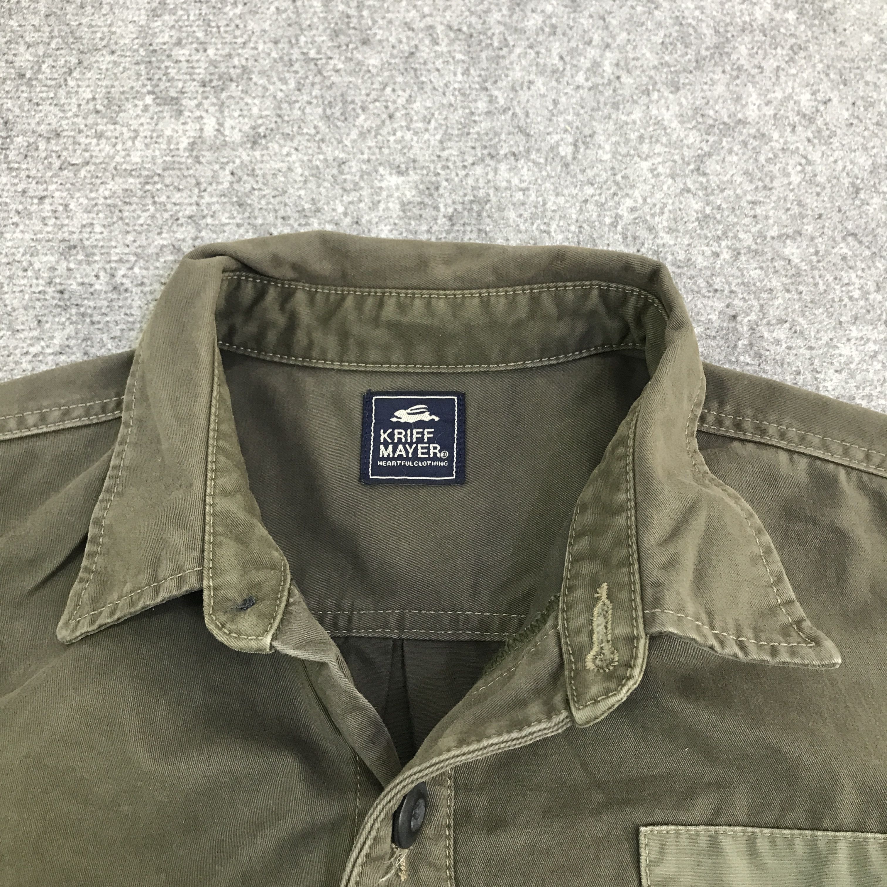 Japanese Brand kriff mayer green army style button up shirt K116B22 Size US M / EU 48-50 / 2 - 5 Thumbnail