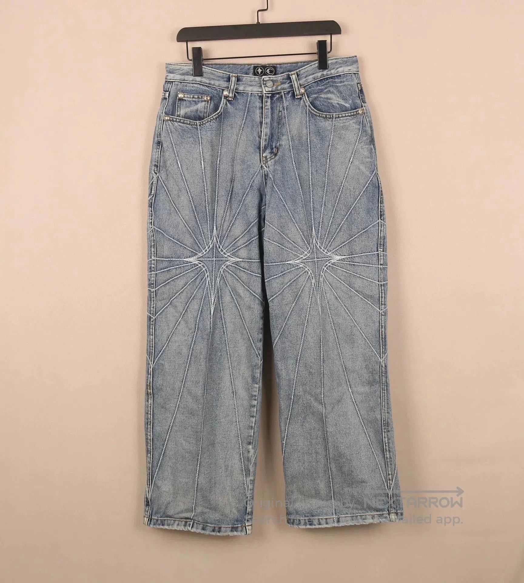 Japanese Brand Thug Club FW23 Ray Embroidery Jeans. Size US 32 / EU 48 - 1 Thumbnail