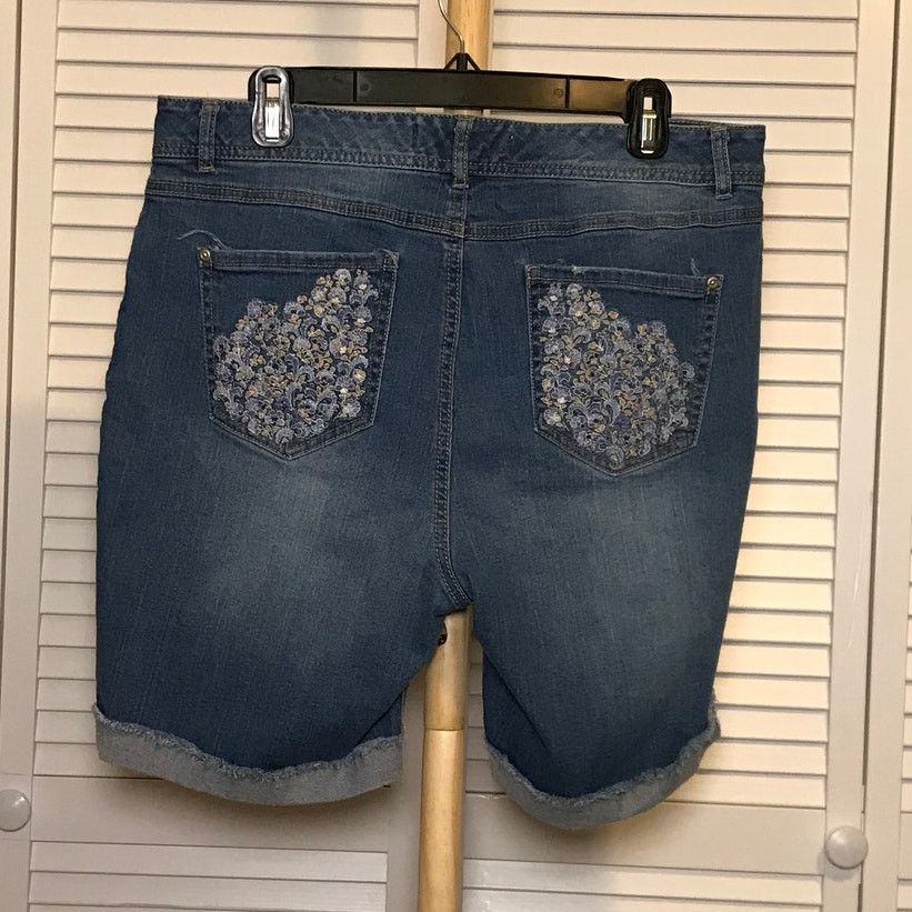 Other C est. 1948 Blue Denim High-Rise Mid-Length Jean Shorts 14 Size 36" / US 14 / IT 50 - 2 Thumbnail
