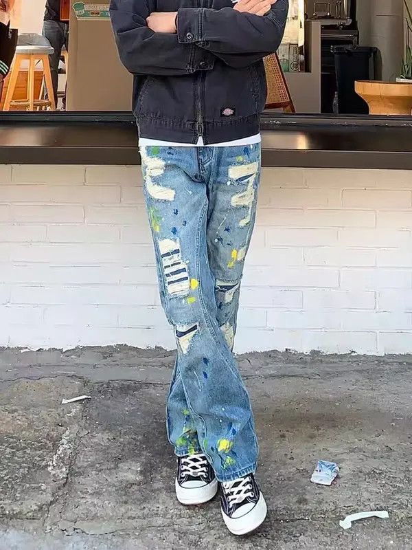 VIBE Street washed ripped hip hop jeans with splashes of ink Size US 30 / EU 46 - 2 Thumbnail