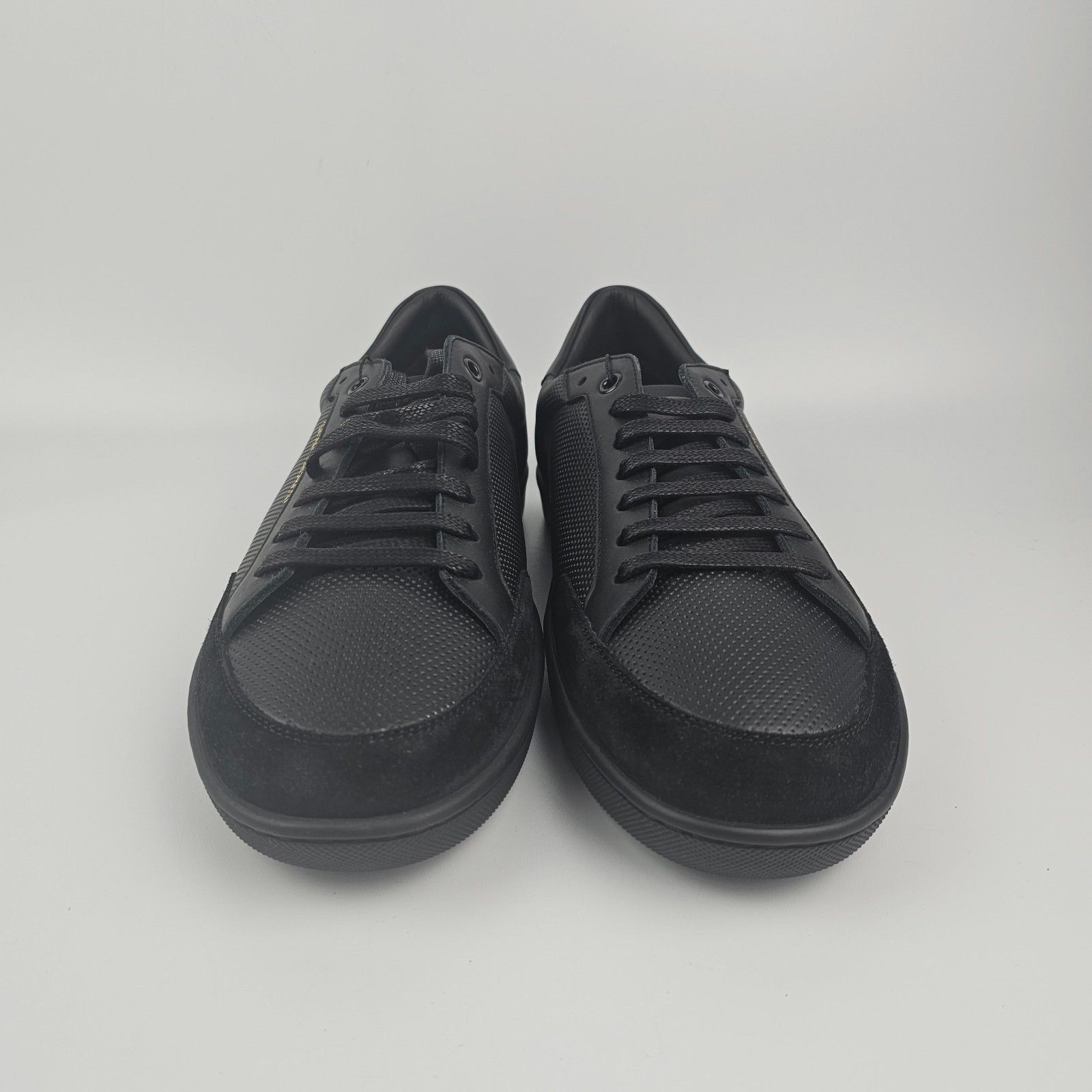 SAINT LAURENT SL/10 Black Perforated Leather And Suede Sneak