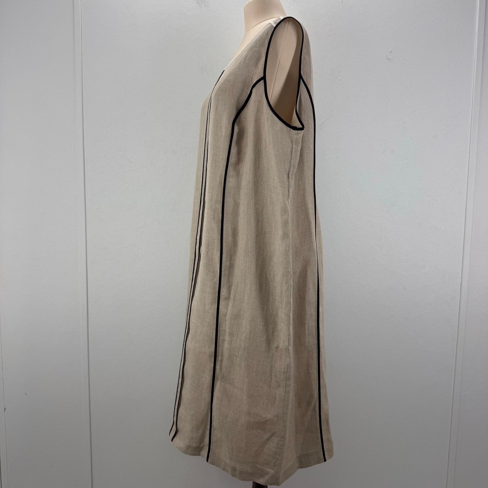 Marina Rinaldi Marina Rinaldi Linen Midi Dress Contrast Seamed PLUS sz 22 Size 3XL / US 20-22 - 4 Thumbnail