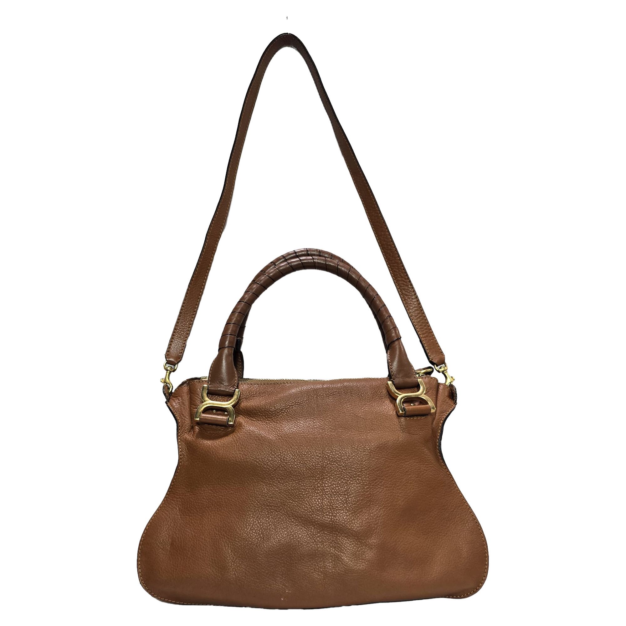 Chloe Chloé Medium Marcie Top Handle Bag in Brown Grained Calfski Size ONE SIZE - 1 Thumbnail