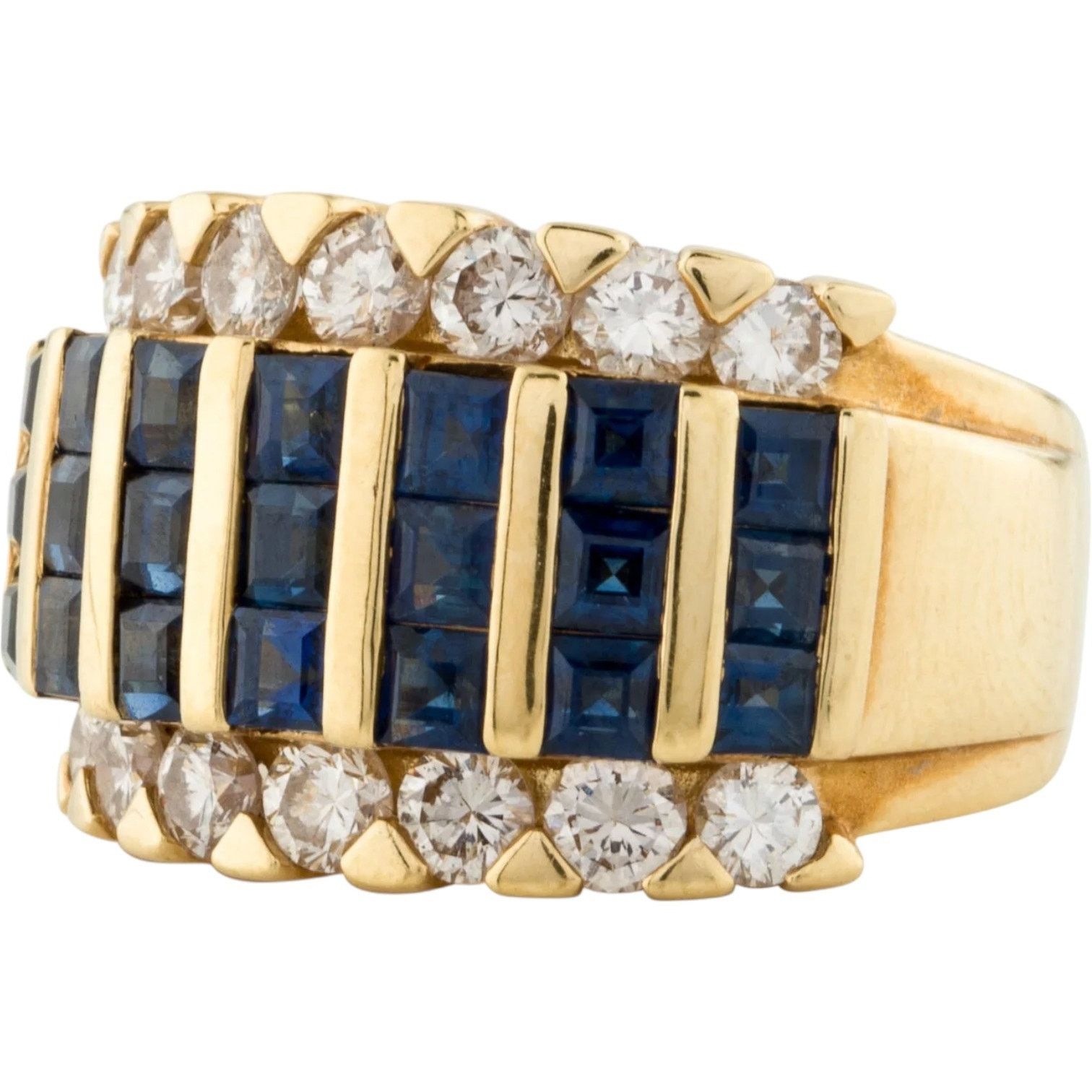 Other 18K Solid Gold Sapphires & Diamonds Ring, Band 5 Size ONE SIZE - 1 Thumbnail