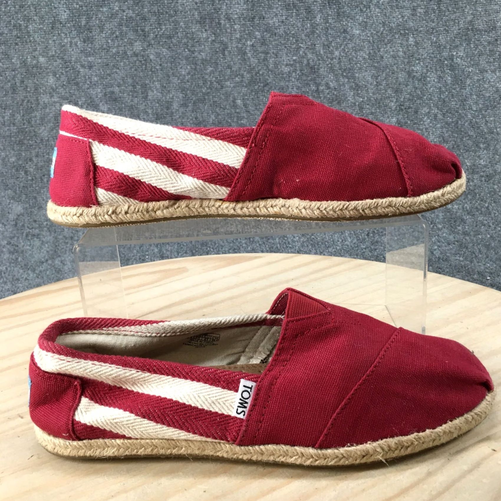 Toms TOMS Womens 9.5 Espadrille Red Canvas Comfort Casual Low Top Flats Size L / US 10 / IT 46 - 2 Thumbnail
