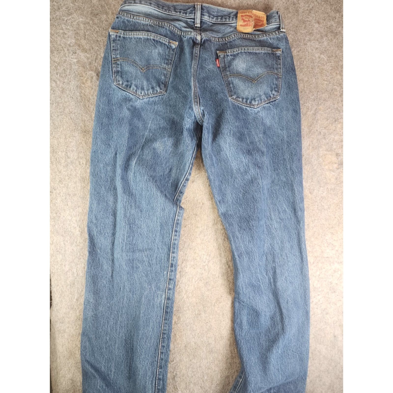 Levi's Levis 501 Jeans Mens 34x29 34x32 Blue Button Fly Straight Distressed Regular Fit Denim 5-Pocket Levi'S 501 Series Mens Jeans City USA Size US 34 / EU 50 - 3 Thumbnail