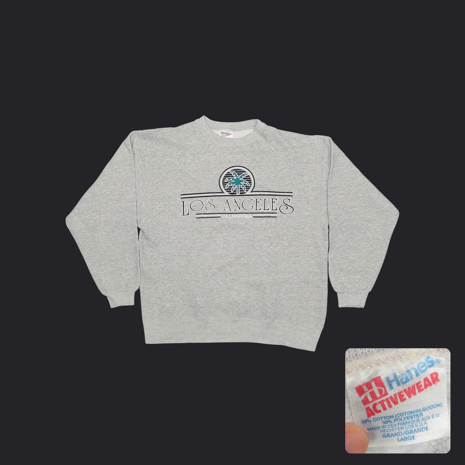 Hanes Hanes | VTG 90s Los Angeles Palm Tree Puff Print Sweatshirt Size L / US 10 / IT 46 - 1 Thumbnail