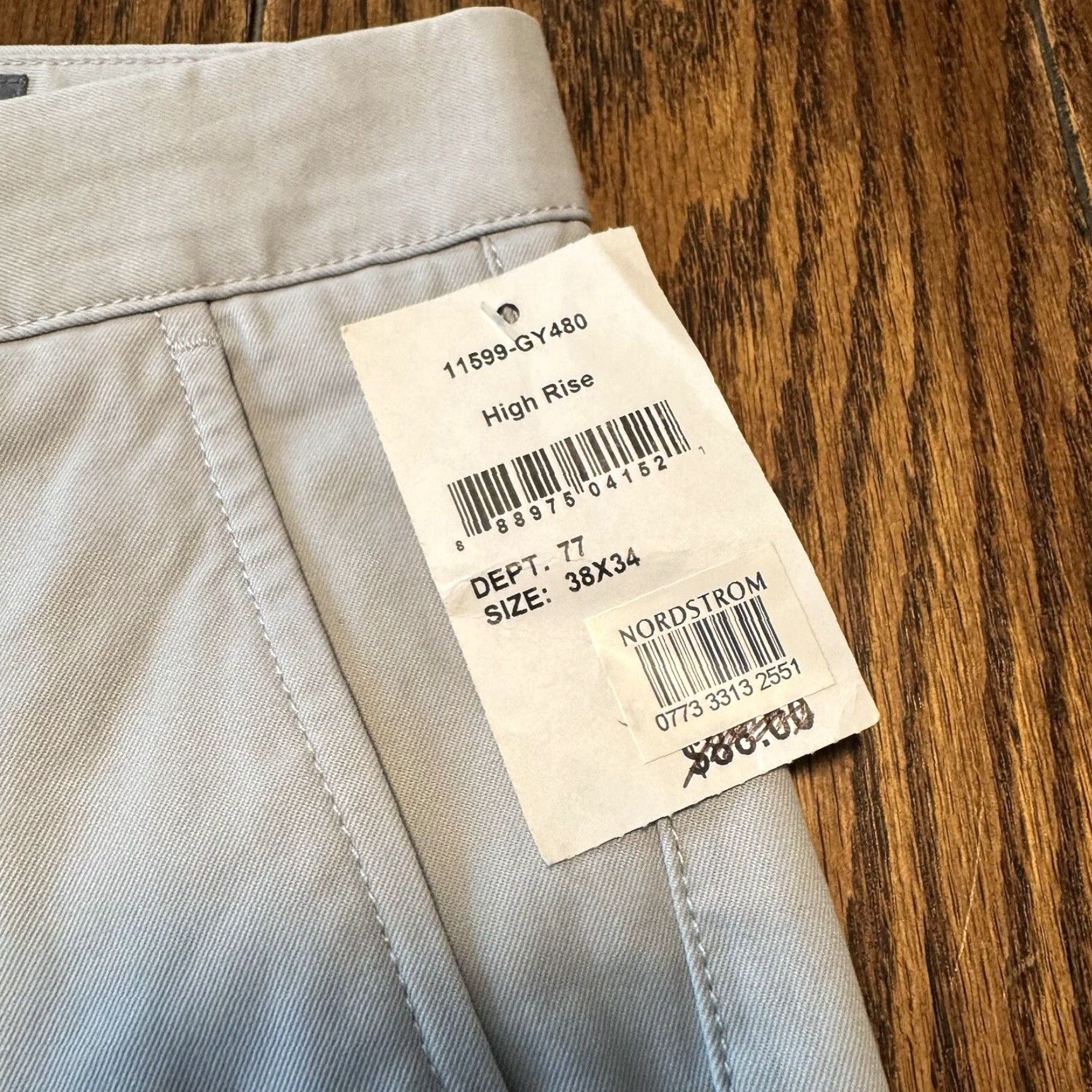 Bonobos Pants Mens 38x34 Slim Straight Gray - Regular Size - Bonobos - Chino - Men's Pants