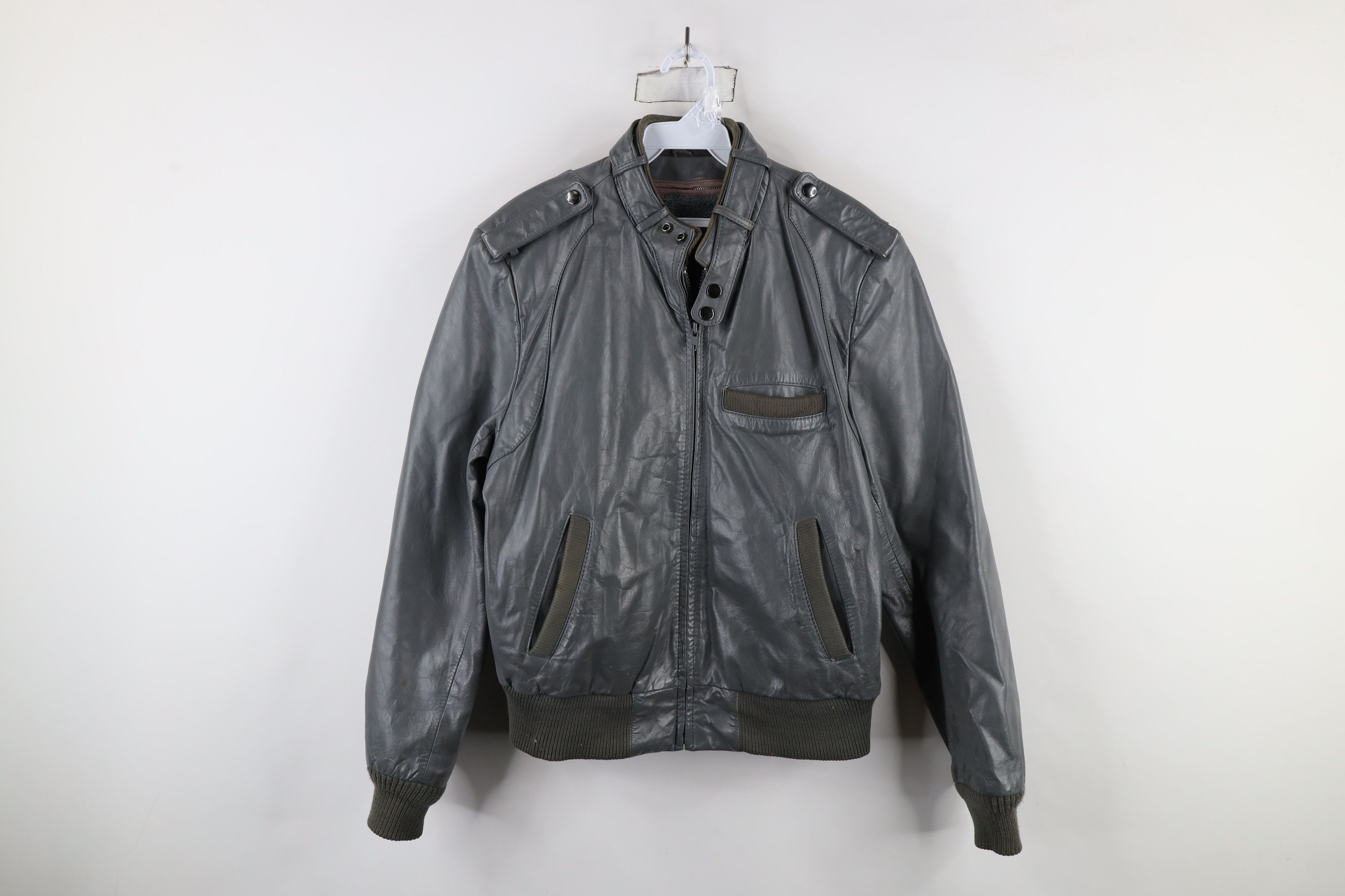 Vintage Vintage 80s 90s Streetwear Leather Cafe Racer Bomber Jacket Size US L / EU 52-54 / 3 - 1 Thumbnail