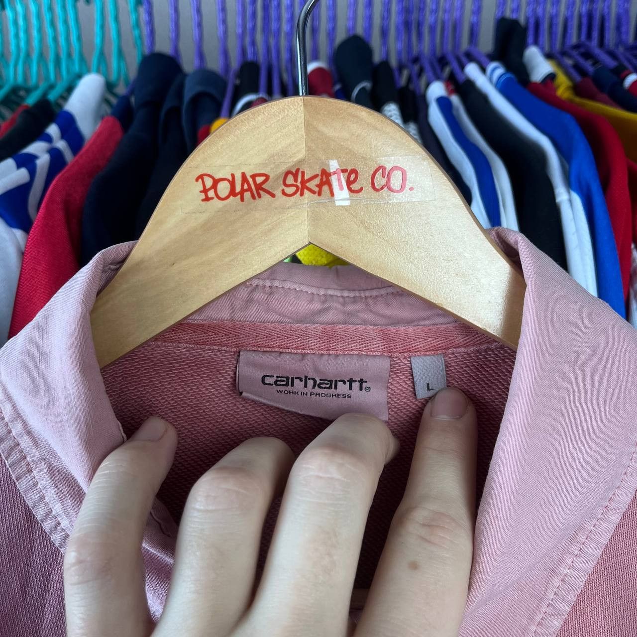 Carhartt Carhartt Baggy Pink Duster Script Sweatshirt Size L Size US L / EU 52-54 / 3 - 9 Thumbnail