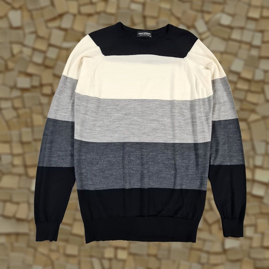 John Smedley John Smedley Jumper Grey XS Wool Colourblock Sweater Made In England Mens Size XS / US 0-2 / IT 36-38 - 1 Thumbnail