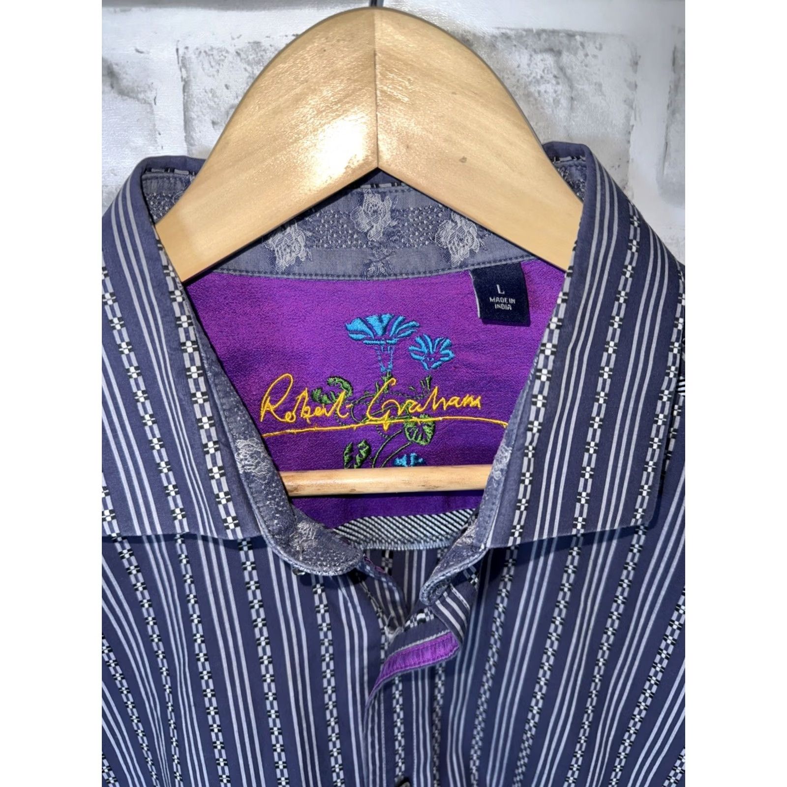 Robert Graham ROBERT GRAHAM Shirt Mens L Blue/Purple Striped Flip Cuff Size US L / EU 52-54 / 3 - 2 Thumbnail