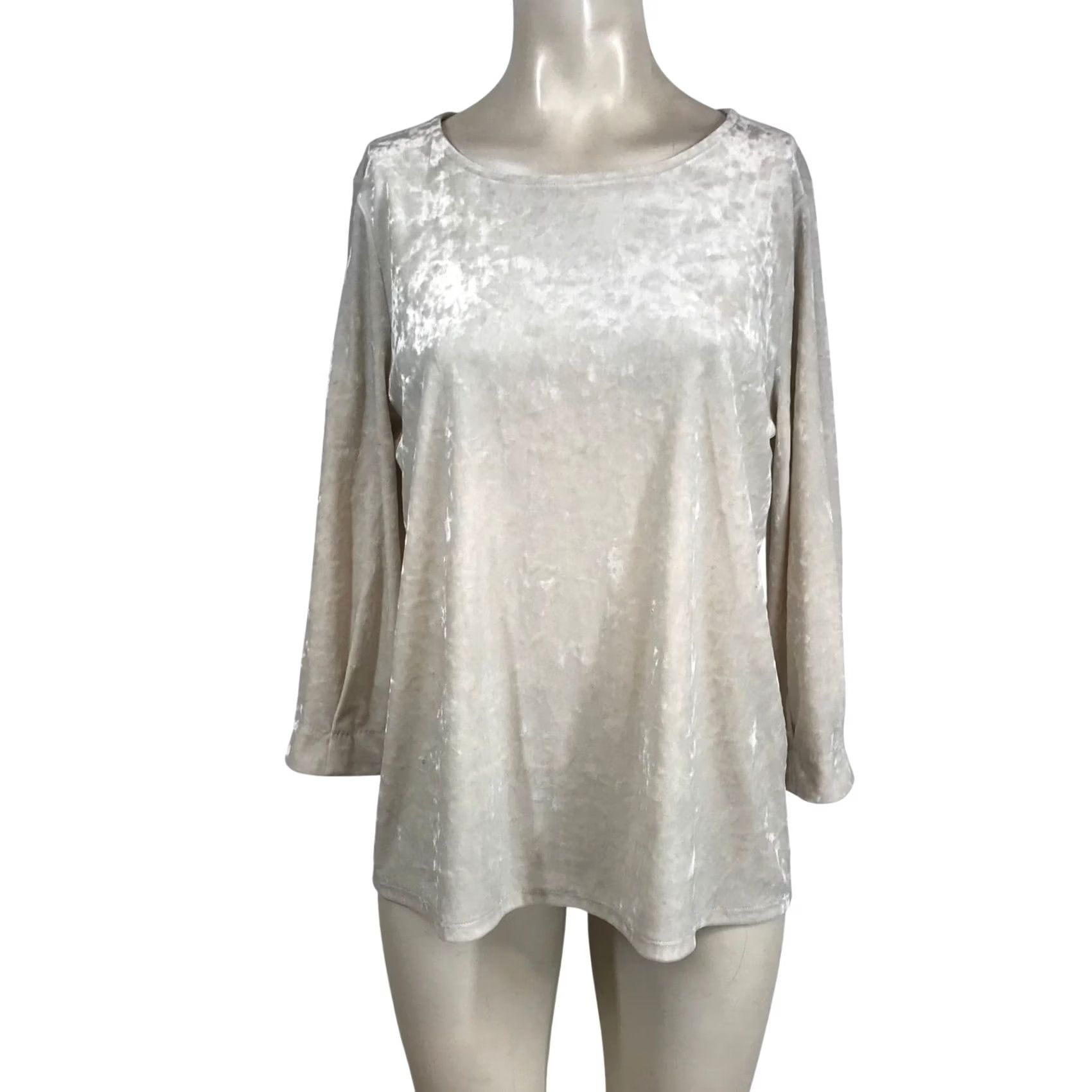 J. Jill J. Jill Womens Champagne Velvet Scoop Neck Blouse Top Medium Size M / US 6-8 / IT 42-44 - 2 Thumbnail