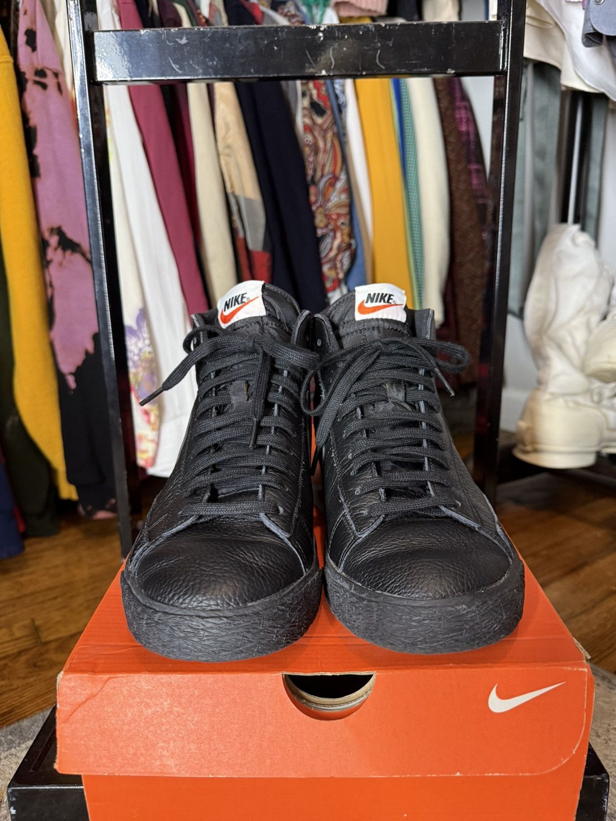 Nike Blazer Mid PRM Triple Black Size US 10 / EU 43 - 4 Thumbnail