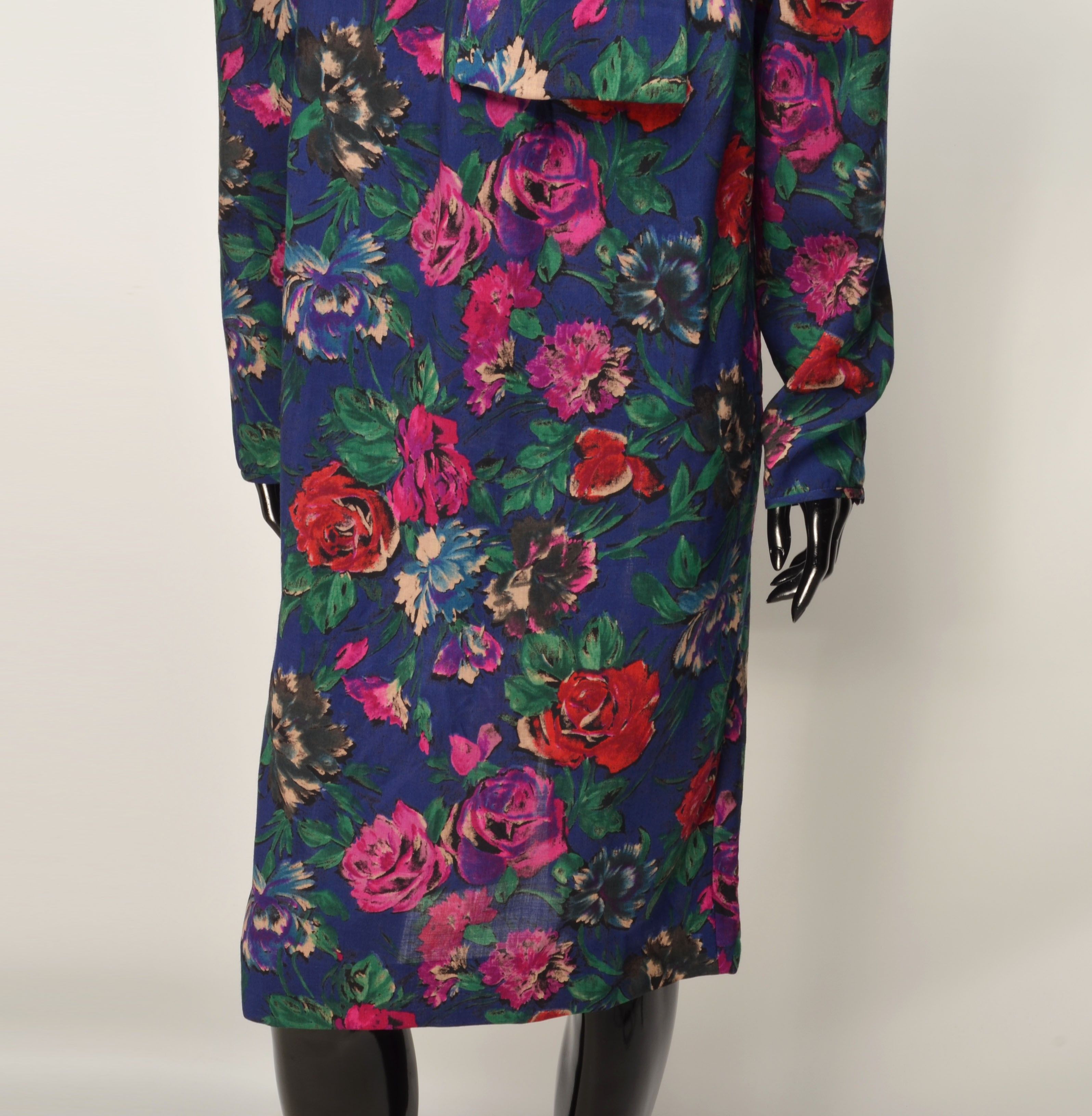Ungaro Paris Vintage Ungaro Ter Floral Pussy Bow Secretary Midi Dress Size M / US 6-8 / IT 42-44 - 3 Thumbnail