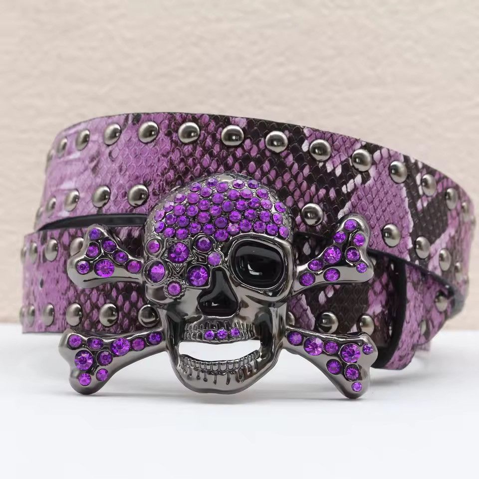 Japanese Brand 105 cmRhinestone Skull Halloween Belt Size ONE SIZE - 3 Thumbnail