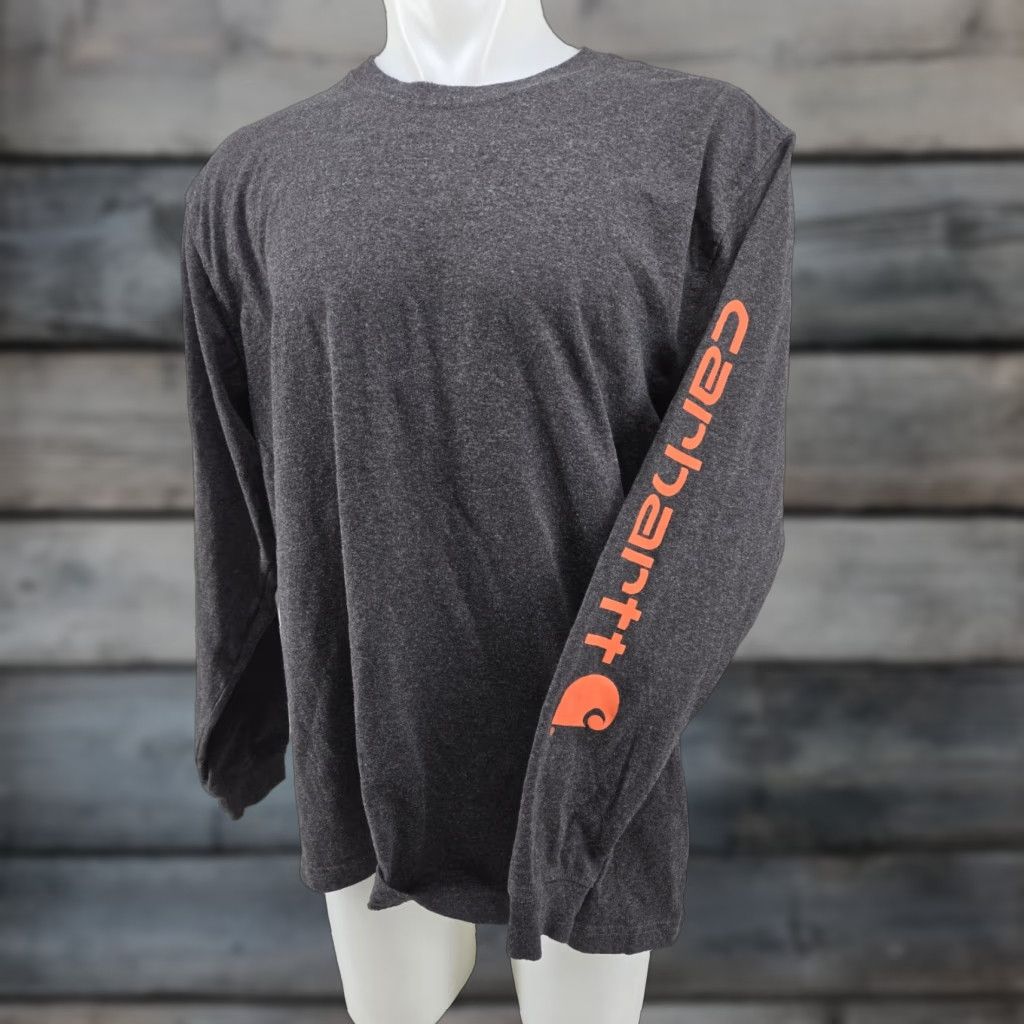 Carhartt Carhartt Loose Fit Long Sleeve Shirt Men L Charcoal Gray Orange Spellout Shirt Size US L / EU 52-54 / 3 - 1 Thumbnail