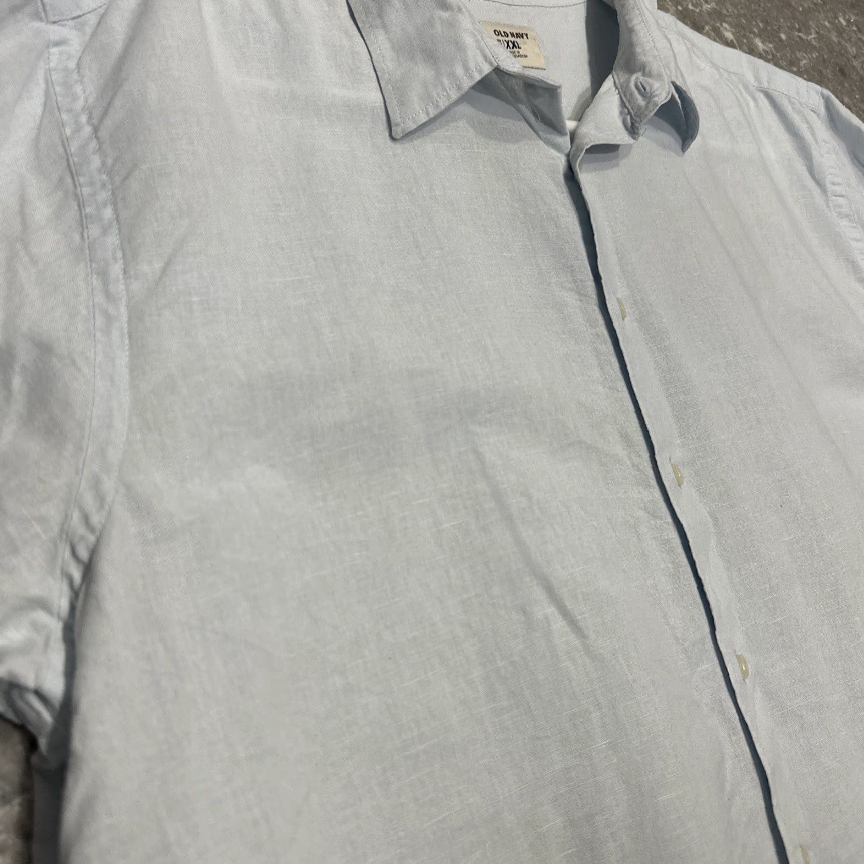 Old Navy Old Navy Button-Up Shirt 2XL Light Blue Short Sleeve Linen / Cotton Casual Men’s Shirt Size US XXL / EU 58 / 5 - 5 Thumbnail
