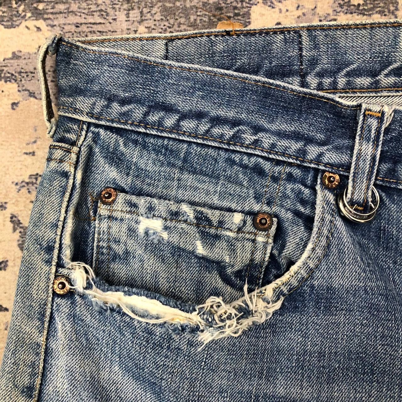 Levi's × Levi's Vintage Clothing P776 RARE VTG LEVI'S TALON BUTTON NOM 8 RIPPED JEANS Size US 42 / EU 58 - 6 Thumbnail