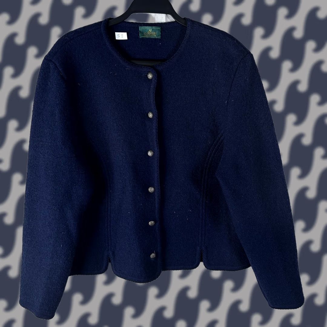 Vintage VINTAGE Mairi Navy Blue 100% Boiled Wool Jacket Gold Crest Buttons Large Size L / US 10 / IT 46 - 1 Thumbnail