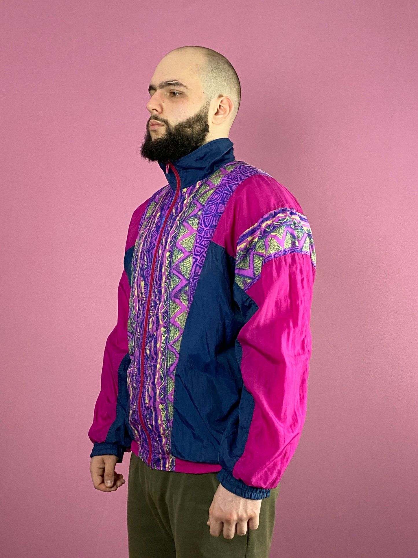 Vintage Europene Line Vintage Men's Abstract Windbreaker Jacket - XL Size US M / EU 48-50 / 2 - 1 Thumbnail
