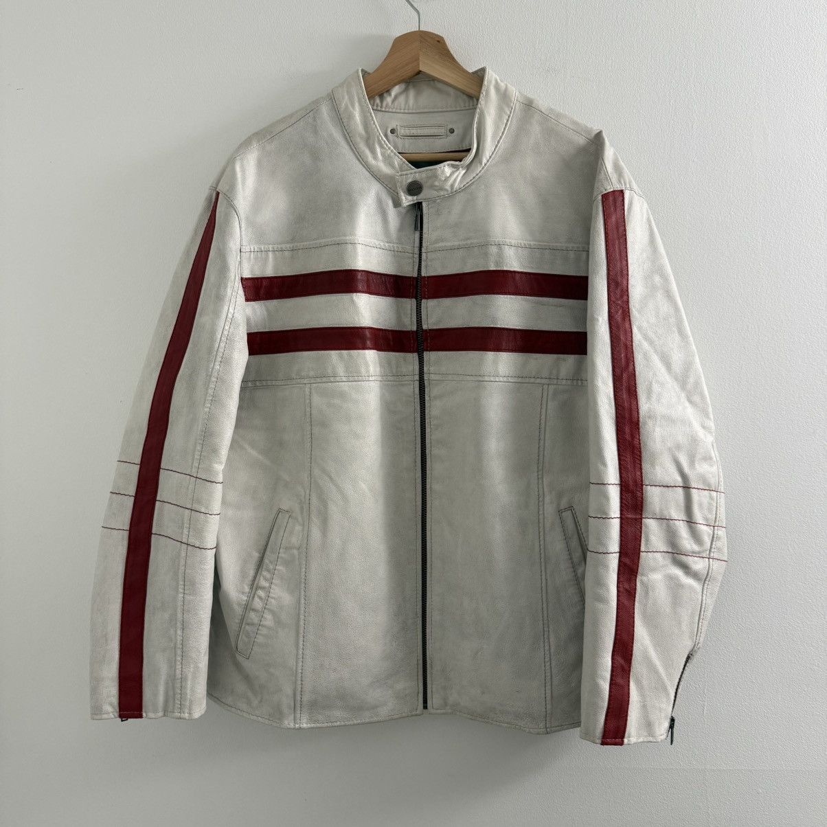 Wilsons Leather Vintage Wilson’s Leather Cafe Racer Moto Jacket White ...