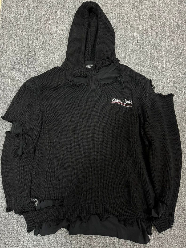 Balenciaga Balenciaga FW21 Wreck Coke Knit Hoodie 2504-Nextarrow Size US M / EU 48-50 / 2 - 1 Thumbnail