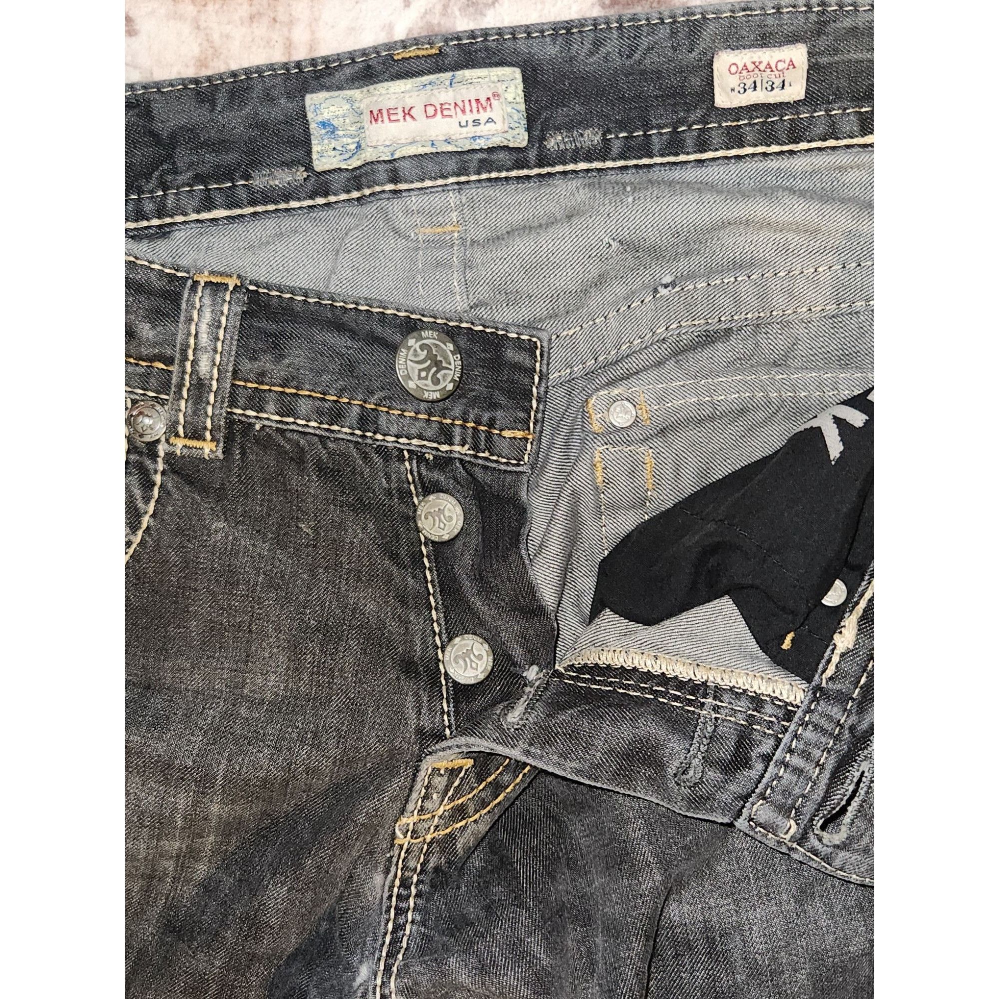Vintage Mek Denim USA Blue Jeans Mens 34x34 Vtg Oaxaca Boot Cut Dist Size US 34 / EU 50 - 4 Thumbnail