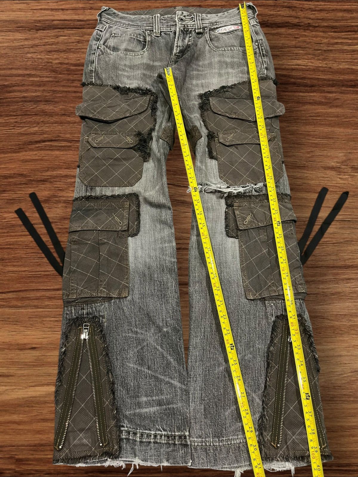 If Six Was Nine Nicole Club For Men Hyper Full Metal Punk Ripped Cargo Jeans Size US 30 / EU 46 - 18 Thumbnail