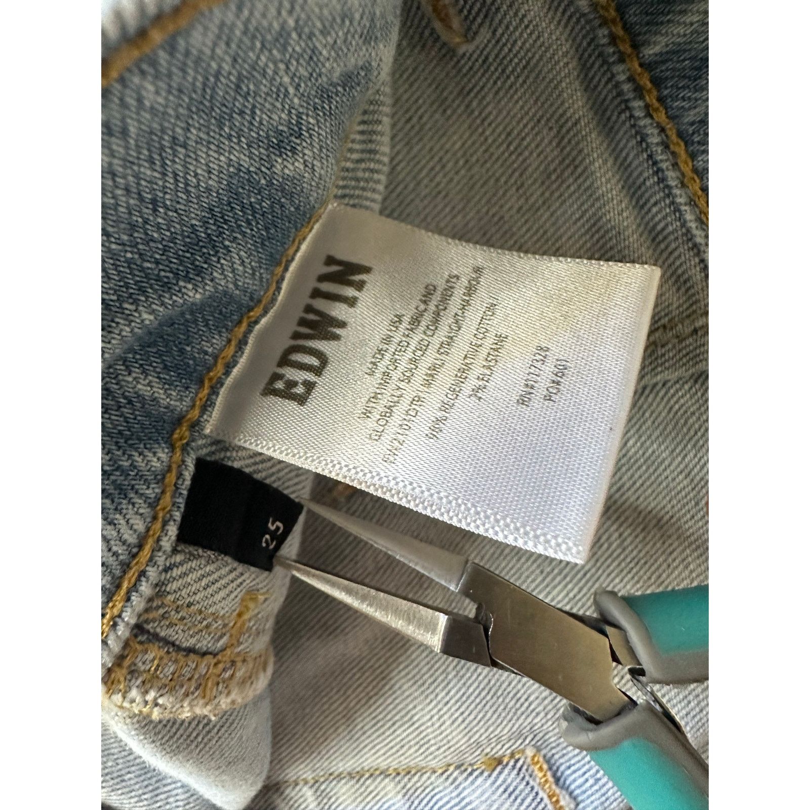 Edwin EDWIN Straight Leg Jeans Light Wash Front Seam Women's Sz 25 Size 25" / US 0 / IT 36 - 3 Thumbnail