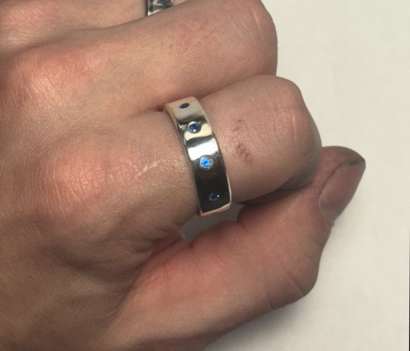 Handmade Size 10 Blue spinels flush set 925 ring Size ONE SIZE - 8 Thumbnail