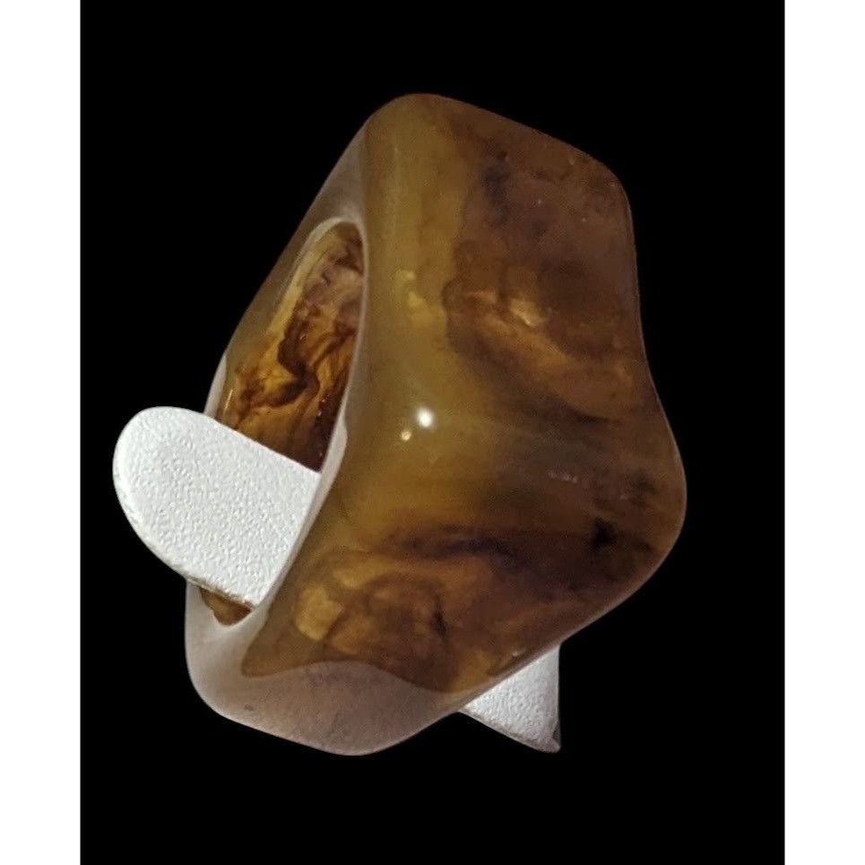 Other Brown Mottled Abstract Chunky Fashion Ring Size 5 3/4 Size ONE SIZE - 5 Thumbnail