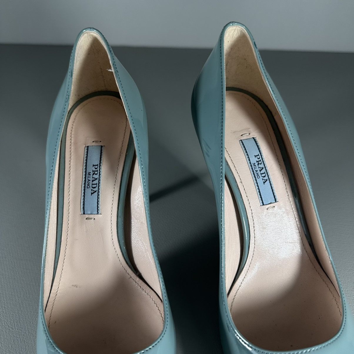 Prada PRADA Milano Pastel Blue Patent Leather Pointed Toe Pumps Size US 6 / IT 36 - 5 Thumbnail