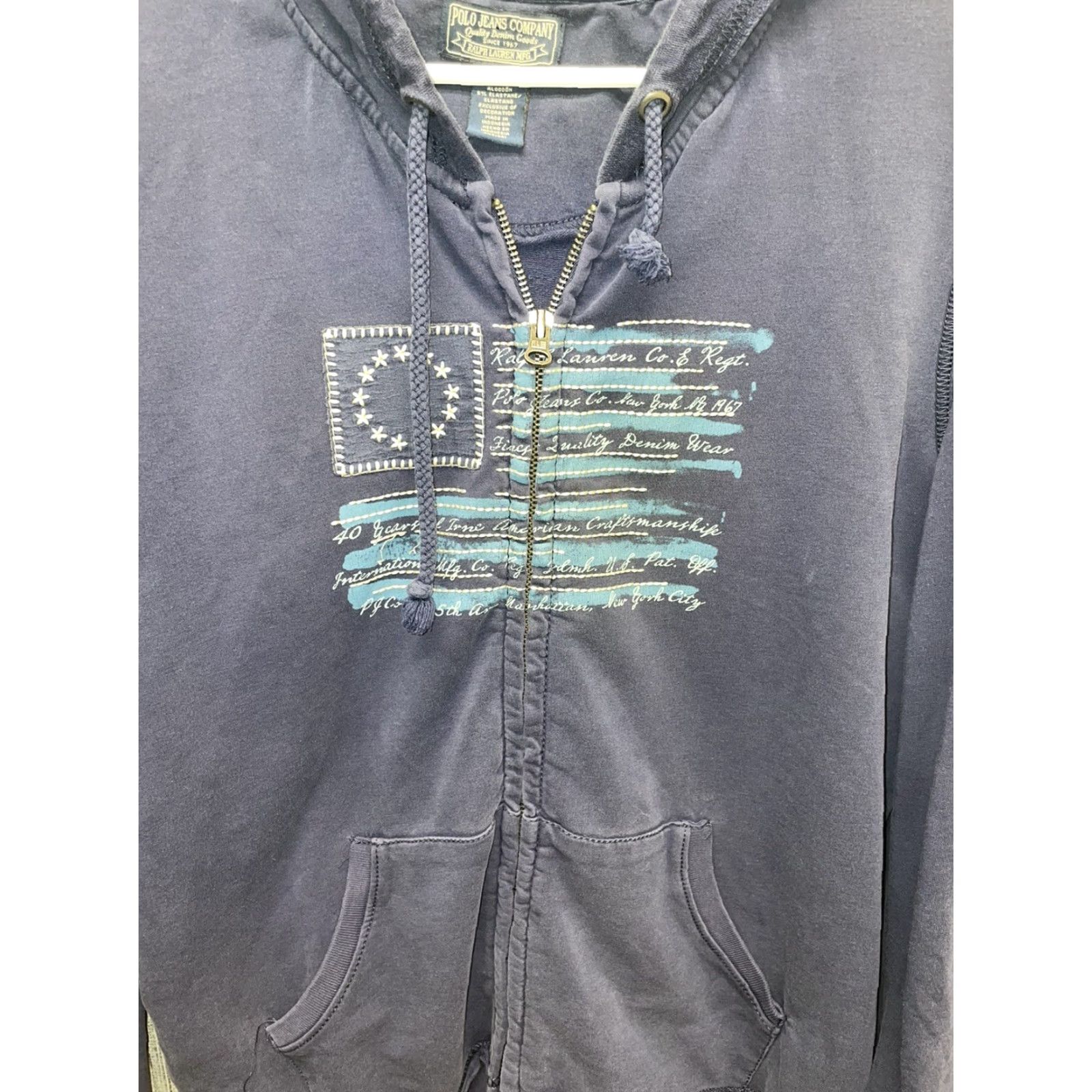 Polo Ralph Lauren Polo Ralph Lauren Cotton Dark Blue Embroidered Full Zip Jacket Womens XL Size XL / US 12-14 / IT 48-50 - 2 Thumbnail