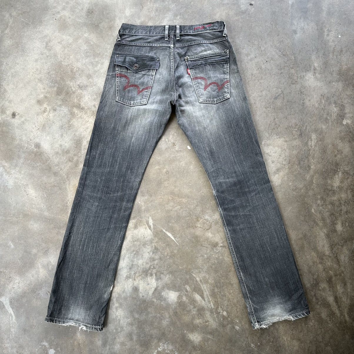 Japanese Brand Vintage Edwin Faded Black Distressed Denim Jean Pant W31 Size US 31 - 9 Thumbnail