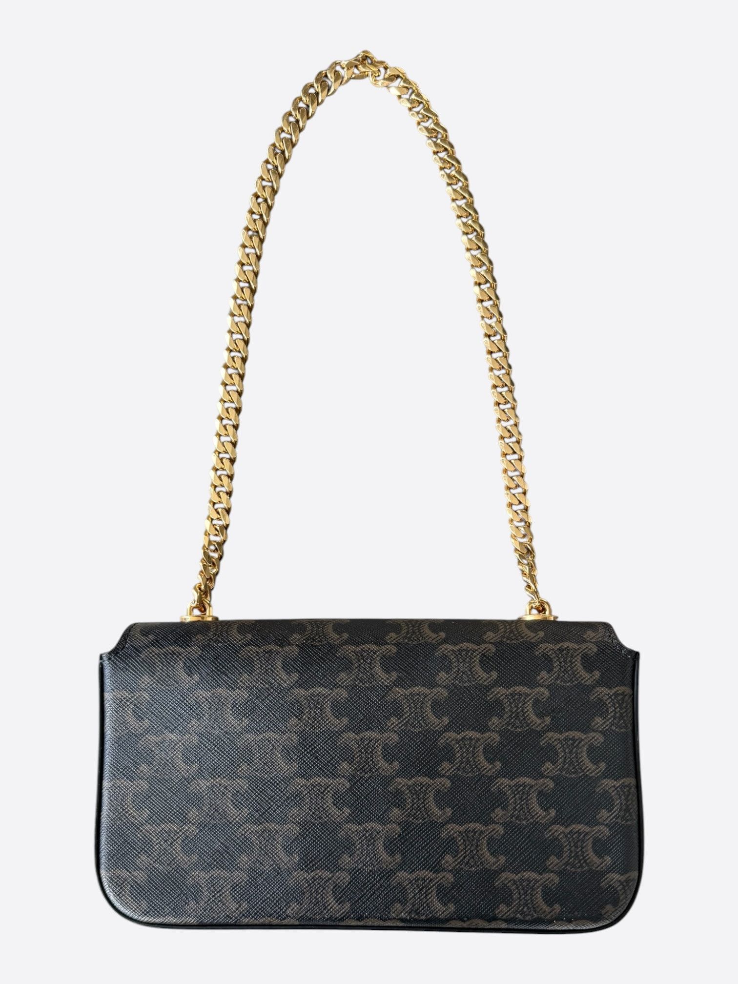 Celine Celine Brown & Black Triomphe Monogram Shoulder Bag Size ONE SIZE - 2 Thumbnail