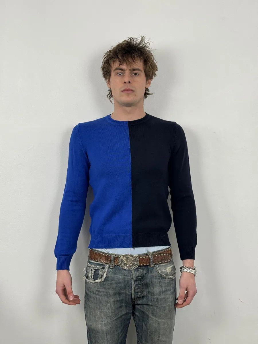 Dirk Bikkembergs 2000s Bikkembergs Two Tone Blue & Black Wool Sweater Size US S / EU 44-46 / 1 - 3 Thumbnail