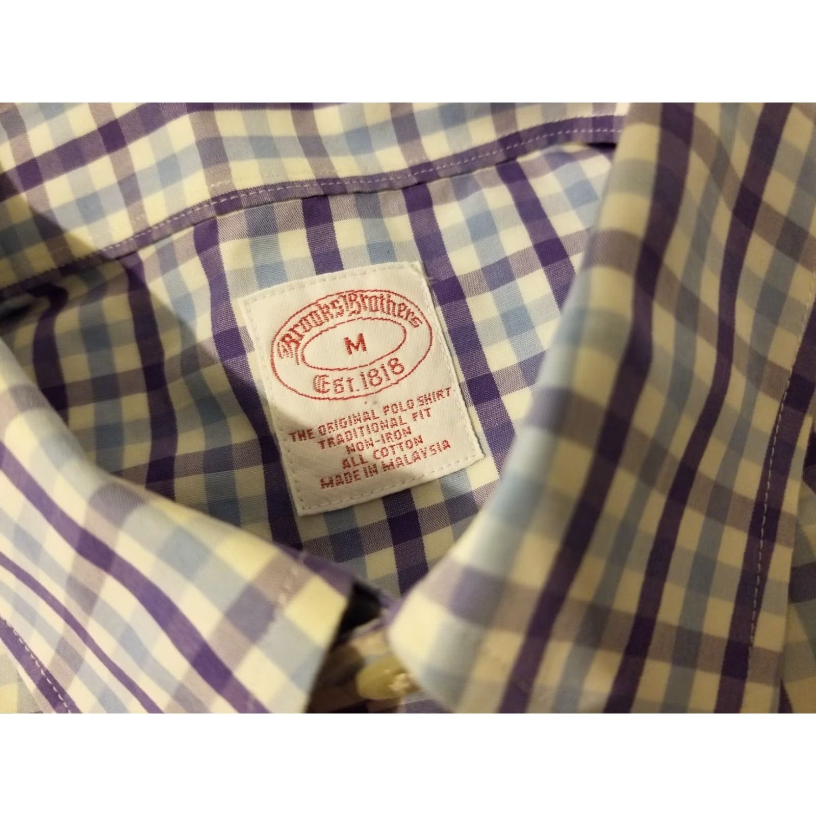 Brooks Brothers VINTAGE Brooks Brothers Dress Shirt Men M Blue Cotton Button Size 40R - 3 Thumbnail