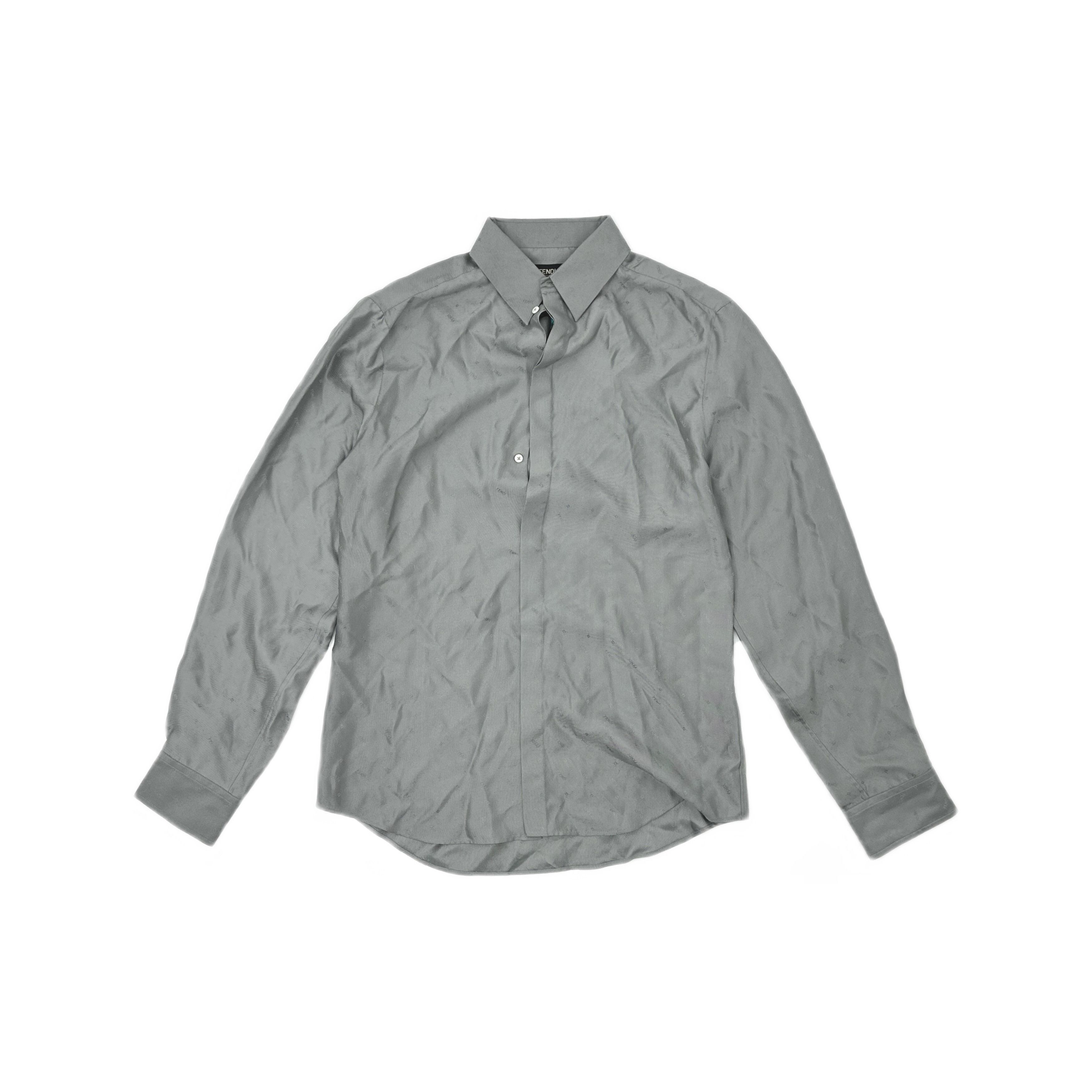 Fendi Fendi All-Over Logo Silk Shirt Gray US XXS Size US XXS / EU 40 - 1 Thumbnail