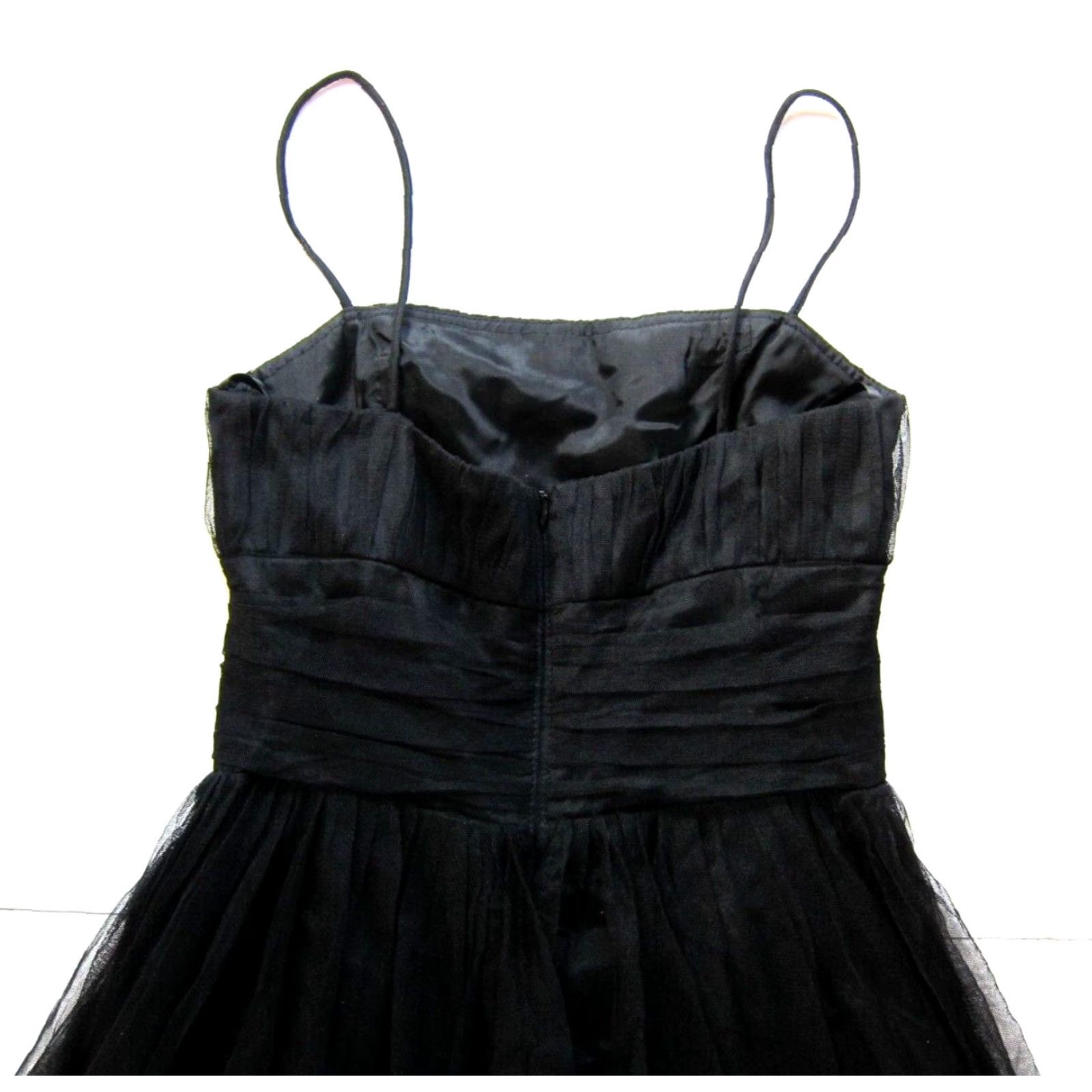 Vintage VINTAGE Betsy & Adam Linda Bernell Black Lace Beaded Ruched Spaghetti Strap Dress Small Size S / US 4 / IT 40 - 4 Thumbnail