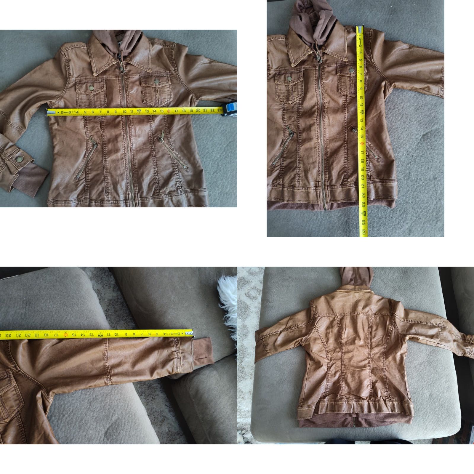 Vintage Made By Johnny Carmel Jacket Med Womens Brown Faux Leather Two Layers EUC Size M / US 6-8 / IT 42-44 - 8 Thumbnail