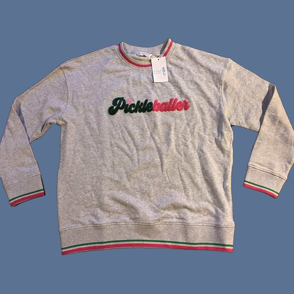 Vintage Shiraleah Pickleballer Sweatshirt Women's XL Gray Graphic Print Pullover Regular Fit Activewear Sports - Run & Jog - 100% Cotton Size XL / US 12-14 / IT 48-50 - 1 Thumbnail